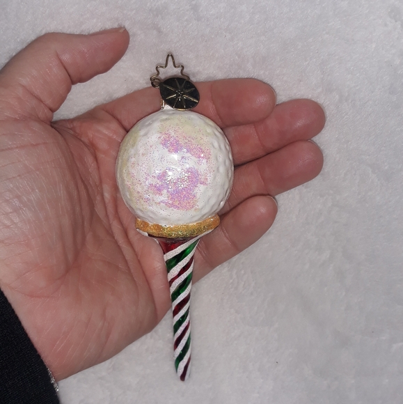Christopher Radko TEE TIME Golf Ball on Peppermint Twist Tee Christmas Ornament - Picture 5 of 7